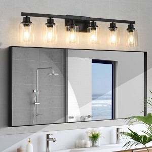 37" Modern 6-Light Bathroom Vanity Light Fixture with Clear Glass Shades, Perfect for Bathroom, Vanity, and Dressing Area Lighting (No Bulbs) - 1 of 4