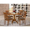 Baroque Dining Set - Table & 4 Chairs - Hardwood Kitchen Dinette Set - Saddle Brown Finish - 2 of 4