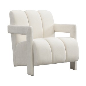Ridstar White Modern Minimalist Leisure Armchair with L-shaped Armrests and Polyester Fabric for Living Room - 1 of 4