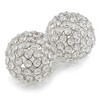 HomeRoots Set of Two Clear And Silver Faux Crystal And Steel Decorative Orb Tabletop Sculptures - 4 of 4