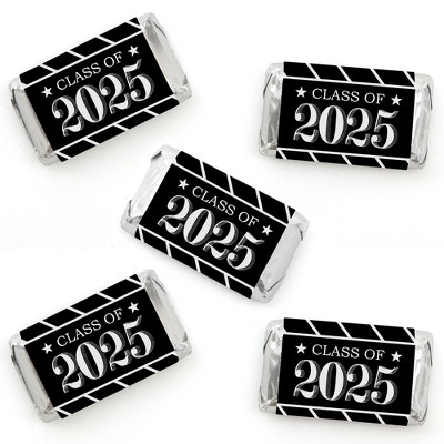 Big Dot of Happiness Graduation Cheers - Mini Candy Bar Wrapper Stickers - 2025 Graduation Party Small Favors - 40 Count