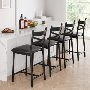 26" Counter Height Bar Stools Set of 4/2, Upholstered Bar Chairs with Back, Thick Cushion, Modern Counter Height Barstools - 1 of 4