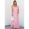 Amaryllis Women’s Smocked Midi Dress Adjustable Tie Straps Tiered Skirt Botanical Floral Print - 3 of 4
