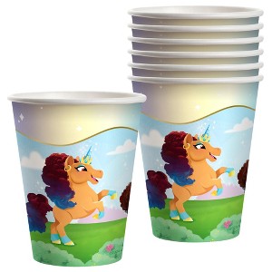 Treasures Gifted Afro Unicorn Cups - 12oz Party Cups - Afro Unicorn Birthday Decorations - Disposable Paper Cups - 1 of 1