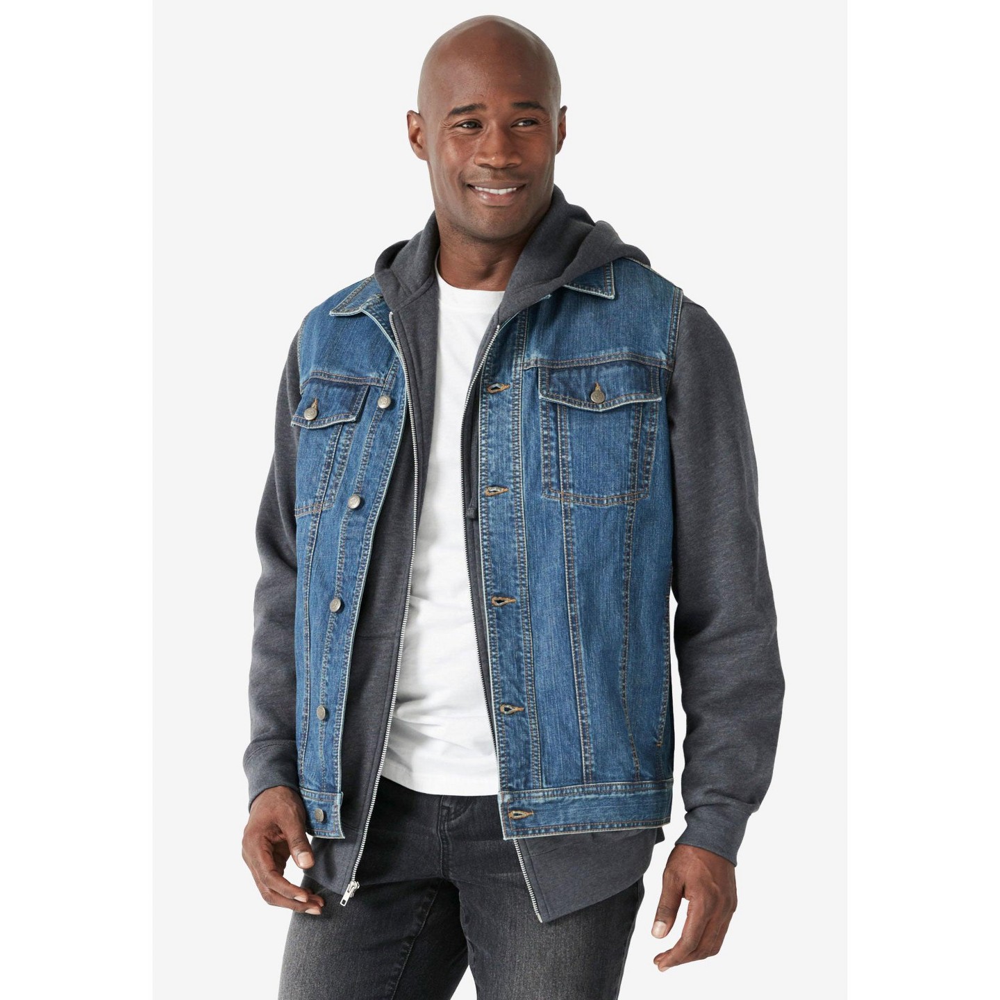 Liberty Blues by KingSize Denim Vest - 7XL, Black Denim — фото 5