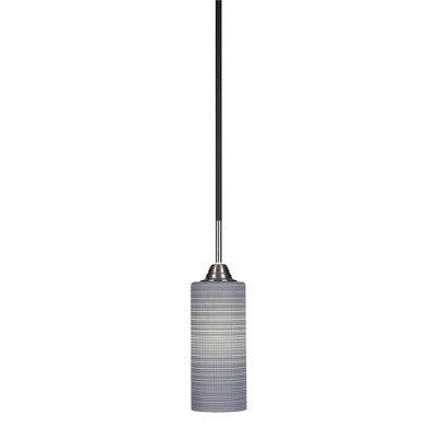 Toltec Lighting Paramount 1 - Light Pendant in  Matte Black/Brushed Nickel with 4" Gray Matrix Shade