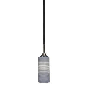 Toltec Lighting Paramount 1 - Light Pendant in  Matte Black/Brushed Nickel with 4" Gray Matrix Shade - 1 of 1