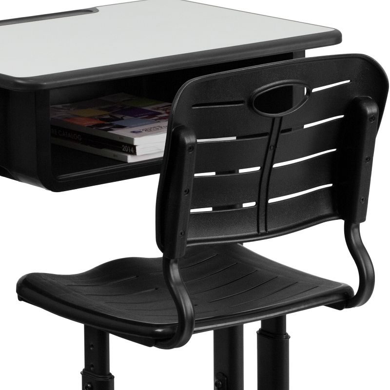 Flash Furniture Nila Adjustable Height Student Desk and Chair with Black Pedestal Frame - Set of 3, 5 of 11