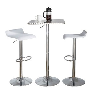 3-Piece Bar Height Dining Set with Adjustable Table and 2 Upholstered Stools - 1 of 4