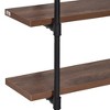 Alilang 31.50 Inch Industrial Wall-Mounted 3-Tier Pipe Shelf with Wooden Plank Design-Brown - 4 of 4