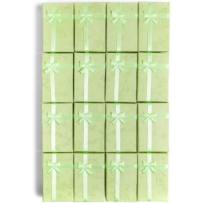 16 Pack Green Jewelry Gift Boxes with Lids and Ribbon Bows for Display Rings, Earrings, Necklaces and Bracelets