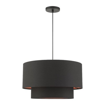 Sentosa Modern Black 3-Light Indoor/Outdoor Drum Pendant