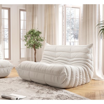 SYFERLORY Armless 2-Seat Togo Two Seater Large Bean Bag Sofa,White
