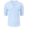 Coolmee Men's Casual Henley Shirt Long Sleeve Stand Collar Shirts Loose Fit Business Tops - 3 of 4