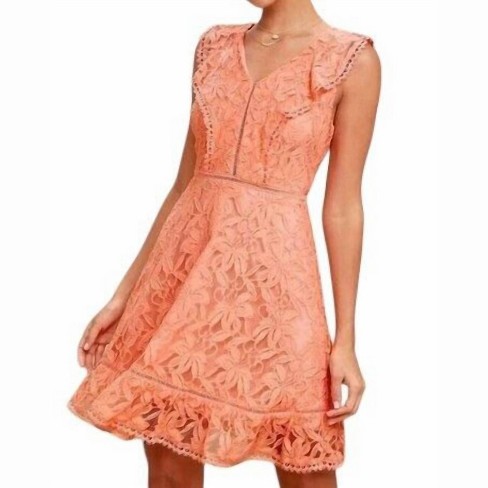 Women s Rease Lace Ruffle Detail Fit And Flare Short Dress Bb Dakota Target