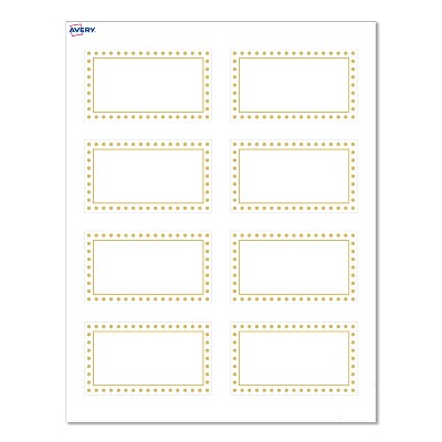 Avery® Cards, 2" x 3.5", Gold Border w/ Gold Dots, Matte White, 80ct