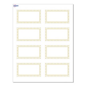 Avery® Cards, 2" x 3.5", Gold Border w/ Gold Dots, Matte White, 80ct - 1 of 4