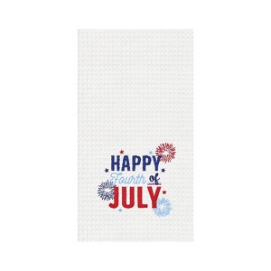 C&F Home Happy Fourth of July Embroidered Waffle Weave Kitchen Towel - 1 of 3