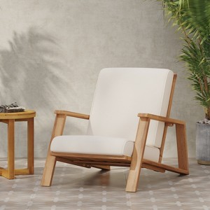 Maggift Patio Accent Chairs with Fixed Armrests, Upholstered, Ergonomic Design for Lawns, Gardens and Porches, Beige, 27.25" * 38.25" * 29" - 1 of 4