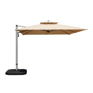 Gulches Square Cantilever Patio Umbrella - 360° Rotation, 5-Position Tilt, Hydraulic Opening, UPF 50+, Beige, 10'x10' (Base Not Included) - 1 of 4