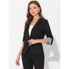 Allegra K Women's Notched Lapel Collar 3/4 Sleeve Button Front Work Formal Blazer - 3 of 4