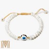 Handmade Evil Eye Bracelet with White Mother of Pearl Beads and Gold-Plated Blue Eye Charm, Adjustable Macramé Cord Protective Jewelry - 4 of 4