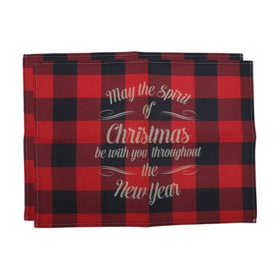 Unique Bargains Christmas Place Mats Linen Red Black White 13" x 17.7" 2Pcs