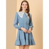 Allegra K Women's Vintage Ruffle Hem A-Line Crochet Puritan Collar Dress - 2 of 4