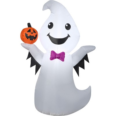Gemmy Airblown Inflatable Cute Ghost W/small Pumpkin, 4 Ft Tall, White ...