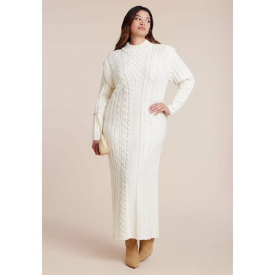 ELOQUII Cable Stitch Sweater Dress
