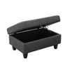DOMETOUR Black Gray Linen Living Room Storage Ottoman - Upholstered Footstool with Hidden Compartment - 4 of 4