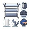 Heavy Duty Plastic Utility Cart with 3 Tier Shelves and Wheels, Rolling Service Cart for Kitchen, Office, Restaurant - 3 of 4