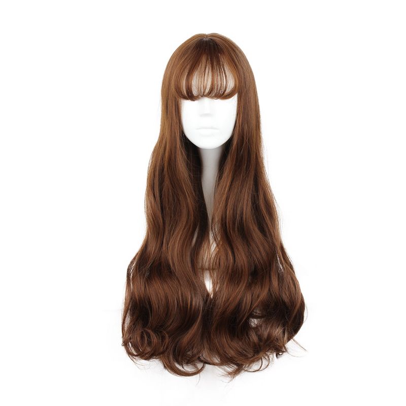 Unique Bargains Curly Women's Wigs 28" Brown with Wig Cap 21.5'' - 22.5'', 1 of 7