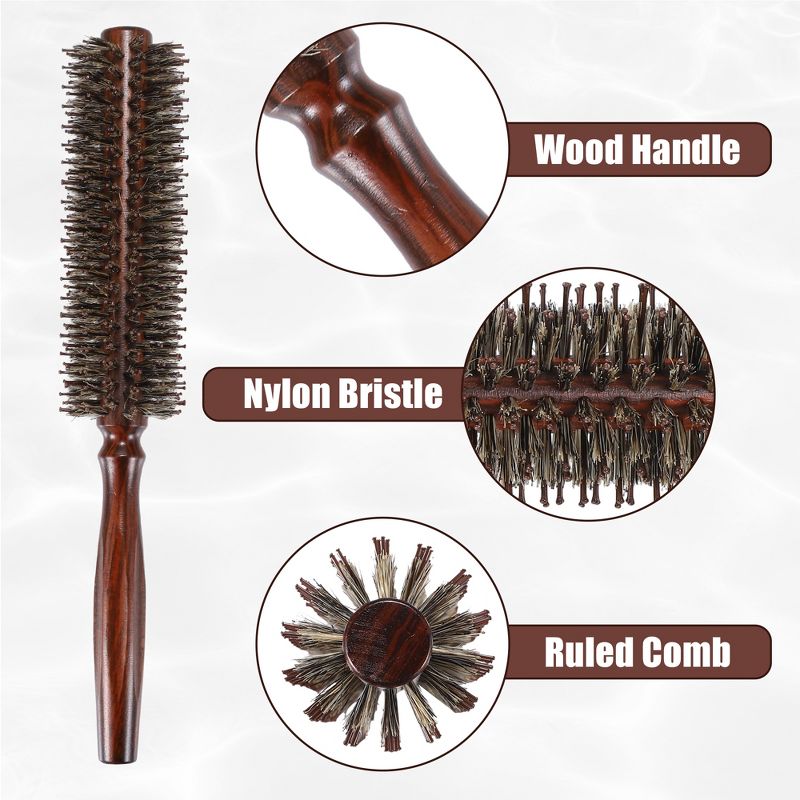 Unique Bargains Nylon Bristle Round Curling Hair Ruled Comb Brown 1 Pc, 5 of 7