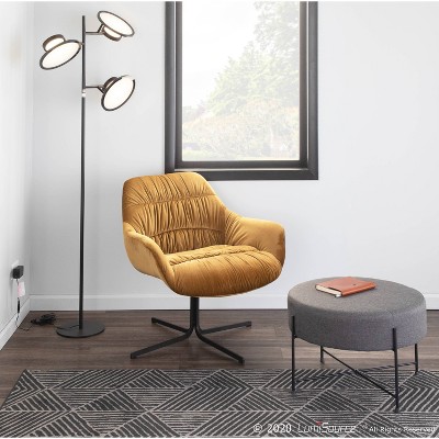 Chartreuse Velvet Swivel Accent Chair with Black Metal Base