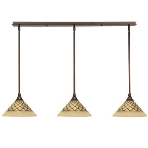 Toltec Lighting Any 3 - Light Chandelier in  Bronze with 10" Chocolate Icing  Shade - 1 of 1