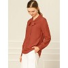 Allegra K Women's Work Office Long Sleeve Button Decor Elegant Bow Tie Neck Blouse - 4 of 4
