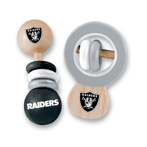 BabyFanatic Wood Rattle 2 Pack - NFL Las Vegas Raiders Baby Toy Set - 1 of 4