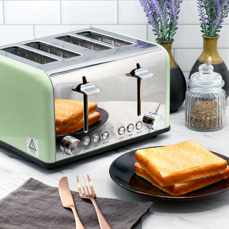 Redmond 4-Slice Extra Wide Slot 1650W Stainless Steel Toaster in Cream, 5 of 6