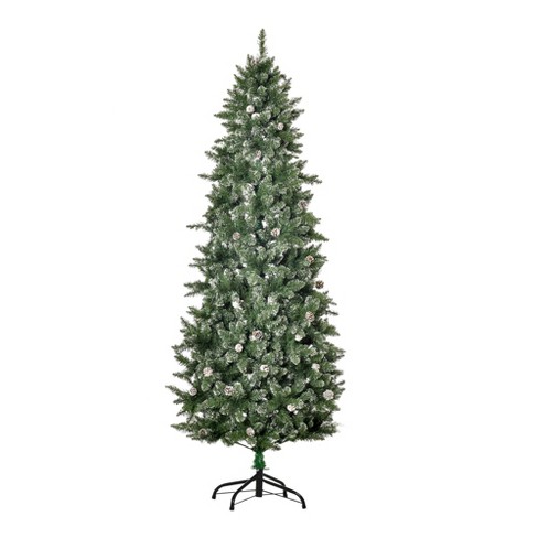 Homcom 7.5 Ft Artificial Snow Dipped Christmas Tree With Pinecones ...