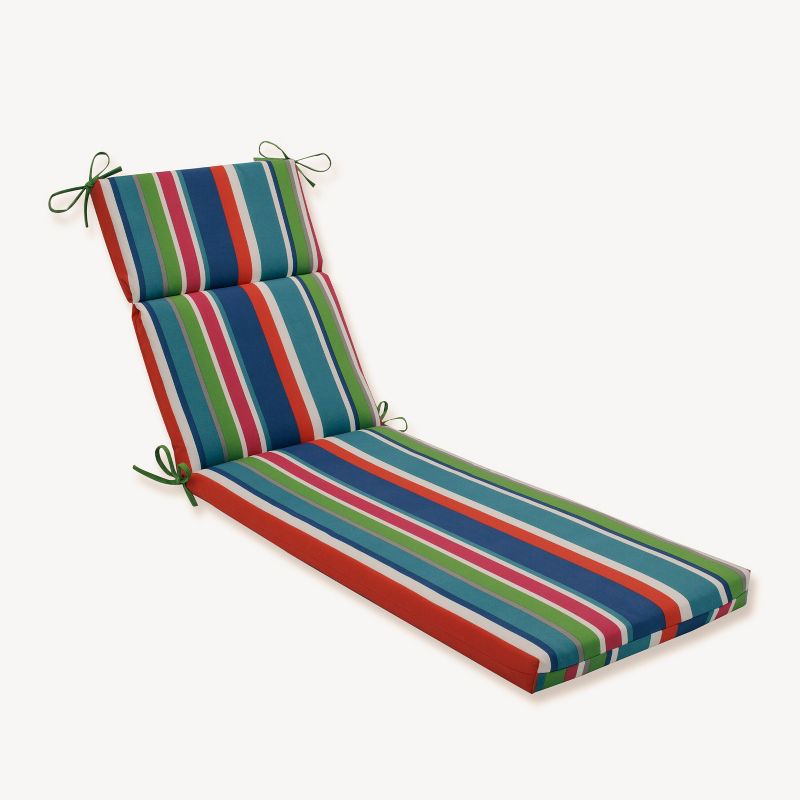 St. Lucia Stripe Chaise Lounge Outdoor Cushion Blue - Pillow Perfect, 1 of 6