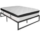 Flash Furniture 14 Inch Metal Platform Bed Frame with 12 Inch Memory Foam Pocket Spring Mattress in a Box (No Box Spring Required)