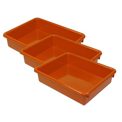 Romanoff Products Romanoff Stowaway Plastic 3" Letter Tray (No Lid) Orange Pack of 3 (ROM15109-3)