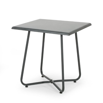 Vynxaria Patio End Tables - 18-Inch Gray Modern Side Table with X-Shape Base