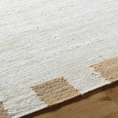 Handmade Light Silver and Beige Jute Rectangular Area Rug 5' x 7'