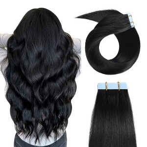 Jessie's Wig 16-26 Inch Tape In Hair Extensions 50g For Women Thin Hair Straight #1B 20 Pcs/Pack - 1 of 4