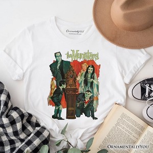 Retro Monster Family Sitcom T-Shirt, Horror Halloween Tee White 2XL - 1 of 4
