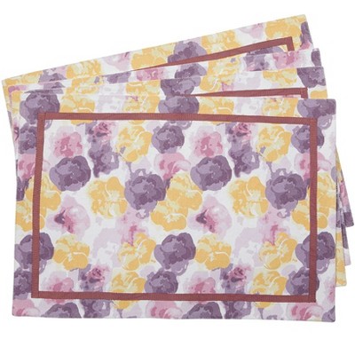 The Lakeside Collection Painted Floral Set of 4 Placemats