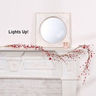The Lakeside Collection Valentine's Garland LED Lighted with Pink and Red Hearts