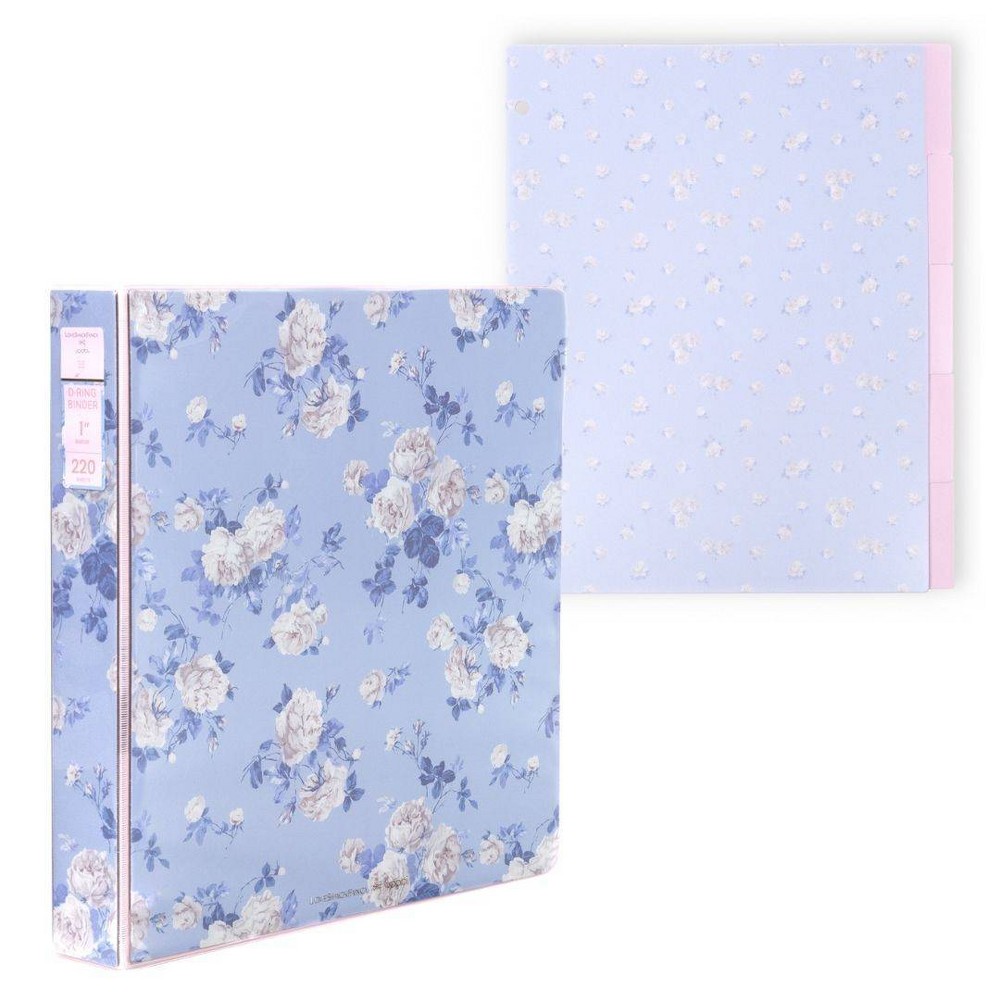 LoveShackFancy x Target - Yoobi Everblooming Rosettes 1" Binder and 5-Tab Dividers Whisper Blue